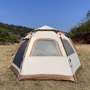 Carpa de Tela Oxford de Una Sola Capa con Doble Hexágono, Automática, para Acampar al Aire Libre, Apertura Rápida en un Segundo, Impermeable, Protección Solar, Carpa de Viaje - Product Image 3