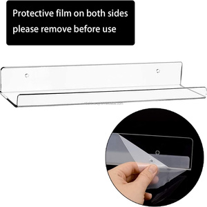 2 cái/bộ 11.81 inch <span class=keywords><strong>Acrylic</strong></span> trong suốt nổi tường gờ kệ lưu trữ Kệ hiển thị vô hình kệ sách phòng tắm sống - Product Image 5