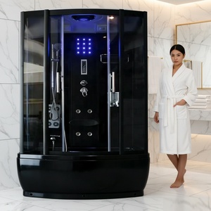 <span class=keywords><strong>Cabine</strong></span> de <span class=keywords><strong>douche</strong></span> <span class=keywords><strong>hammam</strong></span> de luxe COMO pour salle de bain, noire, avec bain à remous intégré et fonction de massage pluie - Product Image 3