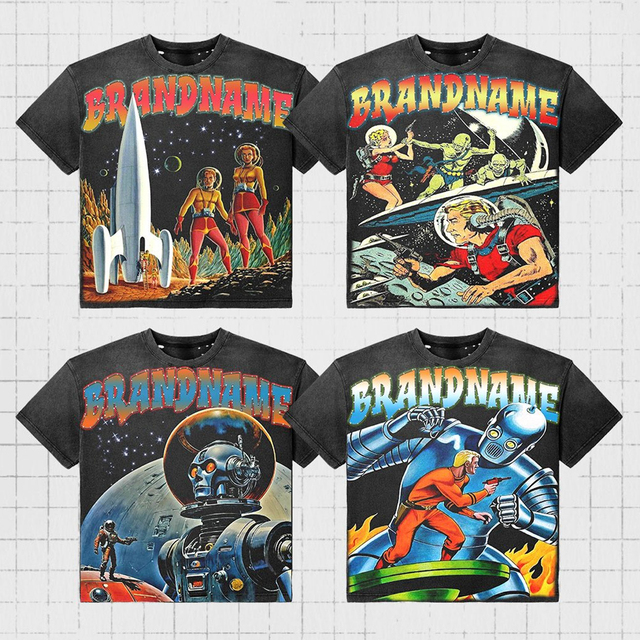 Custom Wholesale T Shirt Men's Rhinestone TShirts Oversized Cotton Heavyweight Graphic Tee Acid Washed Cropped T-Shirt Unisex