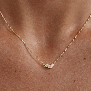 Collier Ailes en Or 14 carats Pavé de Zircon Cubique, Argent Sterling 925, Bijou Tendance <span class=keywords><strong>Personnalisé</strong></span> pour Femme - Product Image 3