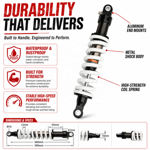 Amortisseur à ressort réglable de 360 mm avec amortissement pneumatique de 12 mm pour moto tout-terrain 150cc - <span class=keywords><strong>250cc</strong></span>, VTT, <span class=keywords><strong>QUAD</strong></span>, GO Kart - Product Image 3