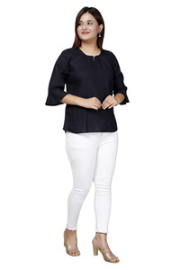 Top de Rayón Transpirable y Ecológico de Corte Regular Ruhfab de Alta Demanda para Mujer, Color Negro, Ropa de Verano, Disponible en Diferentes Tallas - Product Image 6