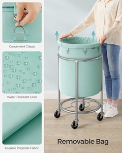 SONGMICS Wasmand met wielen, ronde wasmand, wasmand op wielen - Product Image 5