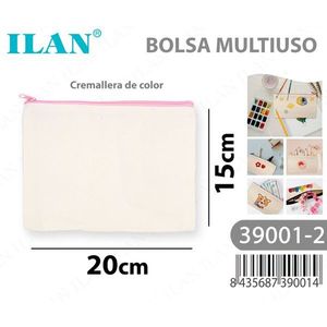 Borsa in tessuto multiuso Ilan 15x20 cm con cerniera colorata per articoli artistici - Product Image 1