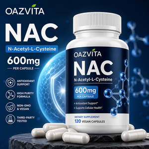 OAZVITA <span class=keywords><strong>NAC</strong></span> Capsules 600MG N-Acétylcystéine Antioxydant Soutien <span class=keywords><strong>Alimentaire</strong></span> <span class=keywords><strong>Complément</strong></span> <span class=keywords><strong>Alimentaire</strong></span> pour Adultes Biologique Végétalien - Product Image 1