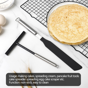 Ensemble d'ustensiles de cuisine en acier inoxydable 304 et nylon : Épandeur à crêpes et spatule, Épandeur de pâte pour crêpière, Spatule, Retourneur à gâteaux - Product Image 3