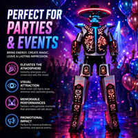 Costume de robot LED lumineux personnalisé en usine, nouvelle barre de diodes, tenue de performance Mecha portable pour fête d'anniversaire, pour adultes unisexe