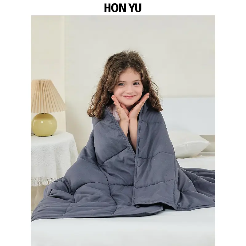 Free Sample Kids Weighted Blanket with Cooling Bamboo Shell Heavy Blanket for Sleeping Breathable Blanket with Premium Glass