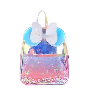 New Bow Angel Wings Colorful Kindergarten Rainbow Laser Children's Schoolbag Cartoon Sequin Mini Cute Bag School Backpack