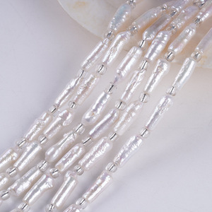 Perlas Barrocas Blancas de Agua Dulce Naturales de 5-6 mm, Cuentas Sueltas para Hacer Joyas y Collares, Forma Cilíndrica de Patata - Product Image 3