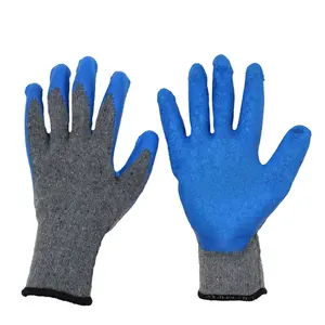 10 Gauge Latex Finish Cotton Glove Grip Power Latex Half Coated Safety Working Gloves Industrial Latex Rubber Hand Glove