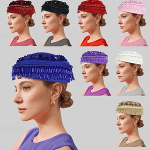 Fleur perles frange femmes élégant église chapeaux <span class=keywords><strong>cérémonie</strong></span> hôtesse de l'air formel femmes béret laine thé fête chapeaux - Product Image 1