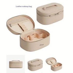 Elegant Oval Handheld Cosmetic Bag Custom Logo PU Leather Travel <b>Makeup</b> Storage <b>Case</b> Wash Bag - Product Image 4
