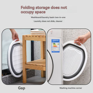 YHYP - Lavadero Portátil Plegable <span class=keywords><strong>de</strong></span> Plástico PET Ecológico y Duradero, Tamaño Mediano, Moderno, con Tabla <span class=keywords><strong>de</strong></span> <span class=keywords><strong>Fregar</strong></span> para el Hogar - Product Image 2