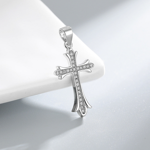 남여 공용 925 스털링 실버 크로스 펜던트 목걸이 빈티지 골드-큐빅 지르코니아 종교 힙합 여름 패션 남성용 선물 - Product Image 3
