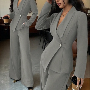 ชุดสูทแขนยาวแฟชั่นหรูหราสำหรับผู้หญิงและกางเกงขายาวทรงตรงชุด 2 ชิ้น - Product Image 5