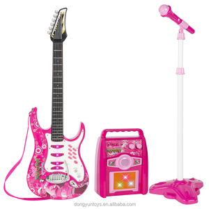 <span class=keywords><strong>Guitare</strong></span> électrique musicale en plastique pour enfants, ensemble de jeu <span class=keywords><strong>à</strong></span> six cordes, microphone, AUX, karaoké, instrument musical éducatif - Product Image 1