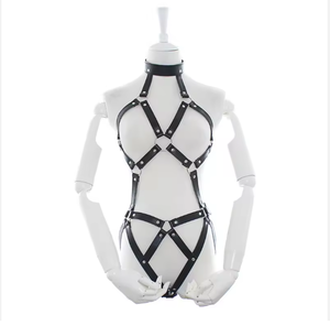 Ensemble de harnais en cuir BDSM pour femmes, lingerie sexy de bondage pour tout le corps, fétiche érotique gothique, bretelles punk, harnais de poitrine, jarretière, jouets - Product Image 2