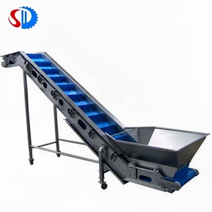 Op maat gemaakte PVC/PU hijs-/hef-/klimbandtransportmachine met bakken voor regelbare snelheid, schotten en flenzen - Product Image 1