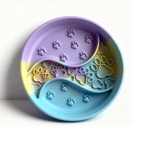 Bol interactif en silicone 2-en-1 Paw Dots de 4,5 cm de profondeur pour chien, gamelle anti-glouton pour une alimentation lente et la réduction de l'anxiété (vente en gros)