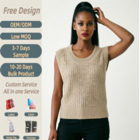 Klassische Haferfarbene Gerippte Strickweste Eleganter Weiter Rundhals Ärmelloser Pullover Französischer Stil Old Money Weste Top für Damen