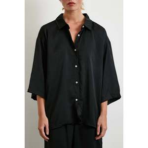 Camisa Moderna Romántica Fluida para Mujer, Blusa Negra de Chifón para Uso Diario, Estilo Ecológico - Product Image 2