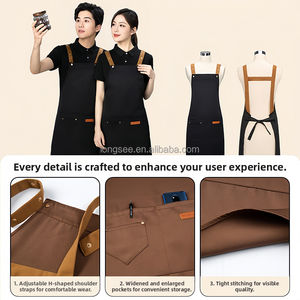 Atacado Customizável Café Restaurante Cozinha Avental Longo Algodão Comercial mangas com logotipo impresso impermeável - Product Image 4