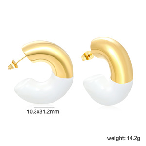 Huggie <b>Earrings</b> Geometric Zinc Alloy Stainless Steel <b>Post</b> Fashion Dangle <b>Earrings</b> For Women Statement Jewelry Accessories - Product Image 4