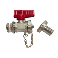 Grifo de latón para barril de cerveza, válvula de bola mini de 1/2 pulgada con mango rojo, tapa de cadena y conexión para manguera, para fermentador casero OEM/ODM