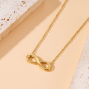 Collana a catena in acciaio al titanio per donne semplice amore infinito 8 parole in acciaio inossidabile - Product Image 6