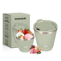 Everich En Acier Inoxydable Isolé Sous Vide À Double Paroi Glacée Pinte Refroidisseur De Crème Glacée Cantine Gobelet Conteneur
