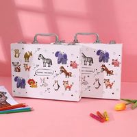 Vente en gros 004 64 pièces coffret en bois set de dessin artistique avec stylo aquarelle et crayon de couleur pour enfants