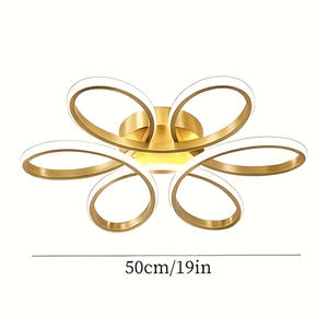 モダンな3色温度60Wリモコン付きシーリングライト、3段階調光、花びらデザイン、現代的なアクリルカバー、リビングルーム用ホームデコレーション - Product Image 6