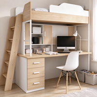 Meubles de dortoir pour étudiants, économiseurs d'espace, étagères modulaires, logement du personnel, lit mezzanine moderne en bois durable avec bureau