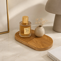 Plateau de service en bois d'acacia personnalisé avec logo, rainuré, décoratif - Base de présentation de bijoux en bois massif