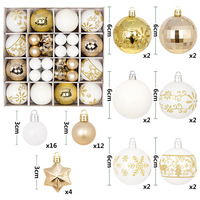 Ensemble de 44 boules de Noël, décorations de Noël de luxe, fournitures de décoration pour la maison, boules de Noël, décorations pour l'arbre de Noël, décorations de fêtes