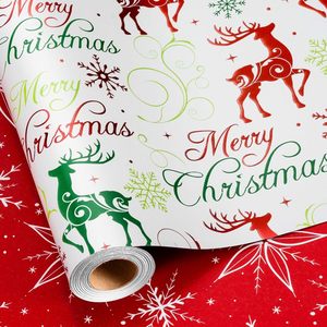 Christmas <b>Wrapping</b> <b>Paper</b> Reindeer Snowflake Design 17 In X 32.8 Ft Reversible Gift Craft Packaging <b>Paper</b> - Product Image 1