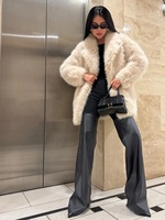 Zeyu 2026 Nouvelle Veste Longue en Fausse Fourrure Beige pour Femme, Col Revers, Coupe Oversize, Épaisse et Chaude, Hiver, Luxe, Soirée, Vêtement d'extérieur ODM