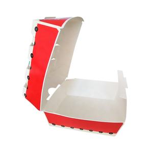 Embalaje de hamburguesas Contenedor de alimentos Tapa con bisagras Caja de papel para hamburguesas Logotipo personalizado Impreso Cartón blanco Clamshell Cajas de papel para hamburguesas - Product Image 5