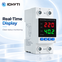 CHYT 2P 4P AC Protecteur de tension et de courant réglable 40A 63A 230V avec affichage numérique, relais de protection contre les surtensions, les sous-tensions et les surintensités