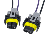 Soket Lampu Mobil H8 H9 H11 2 Pin Adaptor Betina Plastik Konektor Lampu LED Lampu Kabut Kabel Pigtail Harness Kabel