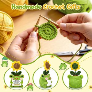 Cadeaux de remise de diplôme et d'<span class=keywords><strong>anniversaire</strong></span> 2026 - Grenouille en crochet faite main amusante avec motif tournesol et message inspirant <span class=keywords><strong>pour</strong></span> femmes, meilleures amies, filles - Product Image 3