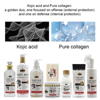 Kit de Soins Éclaircissants pour la Peau Marque Blanche : Sérum Anti-Taches Kojic, Crème Visage, Lait Corporel Blanchissant, Savon à l'Acide Kojique – Ensemble Complet pour Femmes