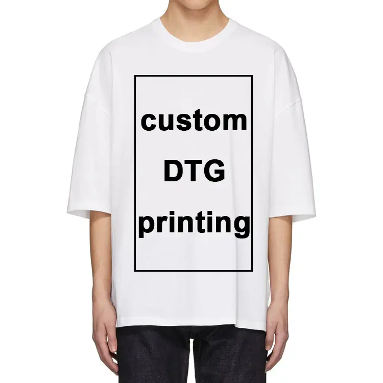 Designer For Blank Unisex Hip Hop Cotton Polyester Oversized White Men Plain Custom T Shirt With Animal Cartoon DTG Printing