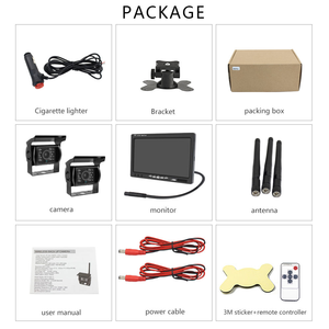 7&quot; <strong>Wireless</strong> Backup <strong>Camera</strong> System for Trucks &amp; Cars - 2 <strong>Camera</strong> HD <strong>Monitor</strong>, Waterproof, Easy Installation Kit - Product Image 6