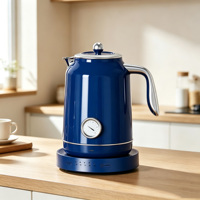 Bouilloire électrique vintage rétro en acier inoxydable 304 avec poignée chromée, design nostalgique, contrôle numérique intelligent de la température, pour la maison