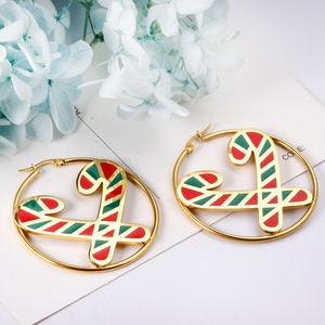 ต่างหูห่วงคริสต์มาส สแตนเลส ดีไซน์ถุงเท้าการ์ตูน เครื่องประดับสำหรับงานปาร์ตี้ ต่างหูแฟชั่นสำหรับผู้หญิง - Product Image 3