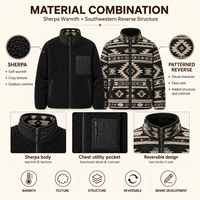 Veste polaire réversible pour homme, style sud-ouest, manteau d'hiver tissé, personnalisable OEM ODM, fournisseur en gros pour activités de plein air et décontractées