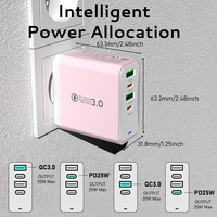 Adaptateur de voyage universel USB Type-C PD 90W 4-en-1 avec ports de charge multiples, chargeur mural avec protection OTP pour téléphone portable et écouteurs